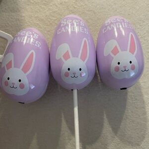 SEE'S CANDIES Lot of 3 Happy Easter Lollipop Covers Bunny Egg Spring Pastel NEW